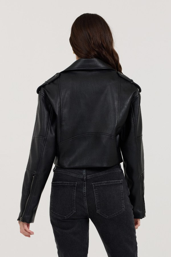 Vintage Havana Outerwear | Women Black Leather Moto Jacket Black