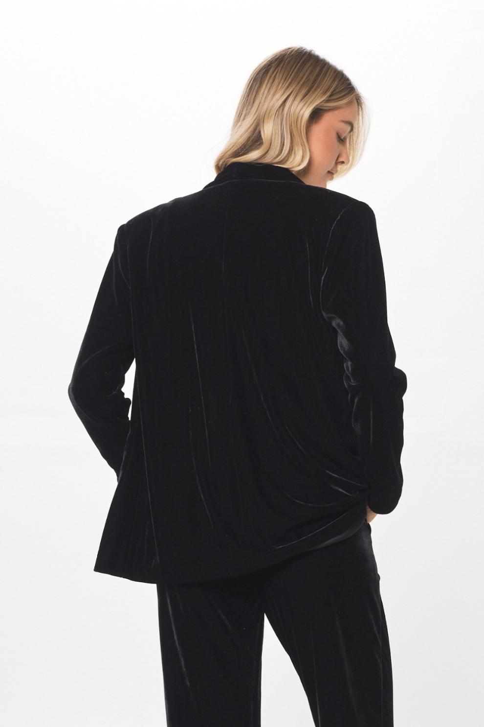 Vintage Havana Outerwear | Women Black Oversized Velvet Blazer Black