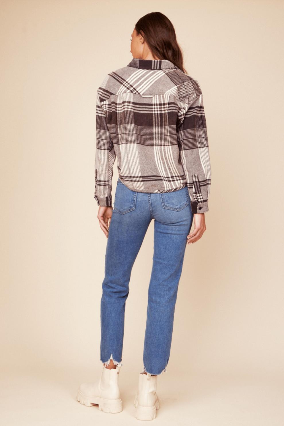 Vintage Havana Outerwear | Women Chocolate Brown Flannel Plaid Shirting Chocolate