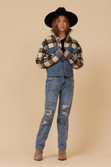 Vintage Havana Outerwear | Women DENIM AND PLAID JACKET