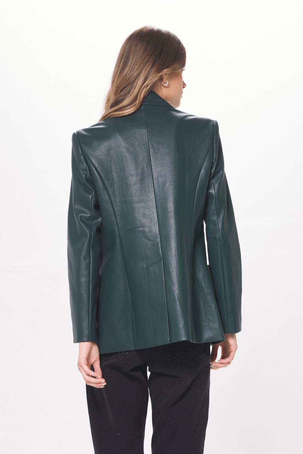 Vintage Havana Outerwear | Women Forest Green Faux Leather Blazer Forest Green