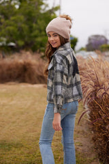 Vintage Havana Outerwear | Women Plaid Shacket W/ Star Applique Winter Plaid