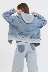 Vintage Havana Outerwear | Women Washed Denim Fleece Jacket Denim