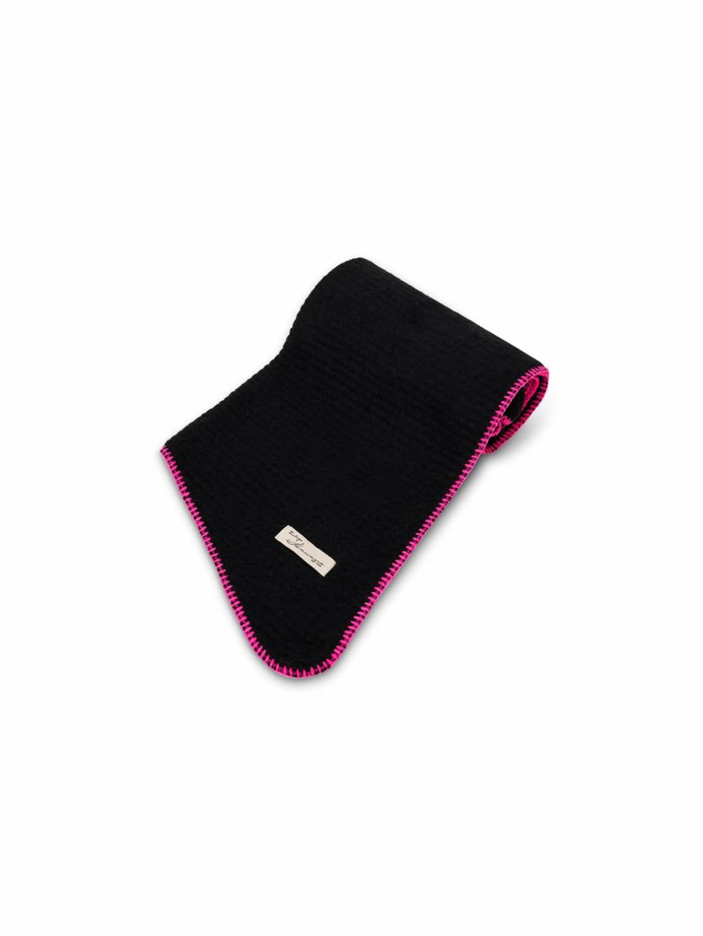 Vintage Havana Scarf/ Ruanas | Women BLANKET STITCH KNIT SCARF - BLACK/B PINK Black/b Pink