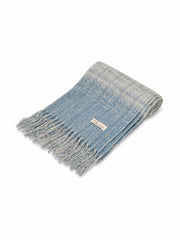 Vintage Havana Scarf/ Ruanas | Women BOUCLE CHECK TASSEL SCARF - BLUE Blue