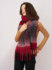 Vintage Havana Scarf/ Ruanas | Women CHECK CHUNKY TASSEL SCARF - RED Red
