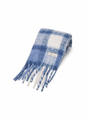 Vintage Havana Scarf/ Ruanas | Women CHECK TASSEL SCARF - BLUE Blue
