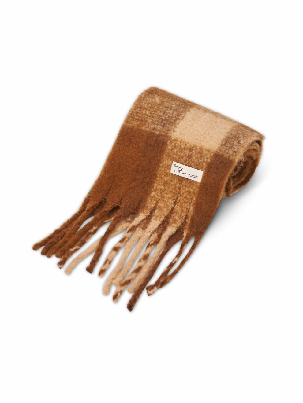 Vintage Havana Scarf/ Ruanas | Women CHECK TASSEL SCARF - TAN Tan