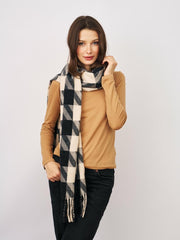 Vintage Havana Scarf/ Ruanas | Women HOUNDSTOOTH TASSEL SCARF - BLACK Black