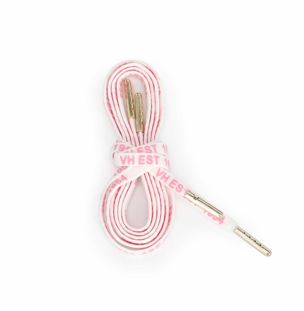Vintage Havana Shoe Laces | Women WHITE PINK GOLD TIP LACES