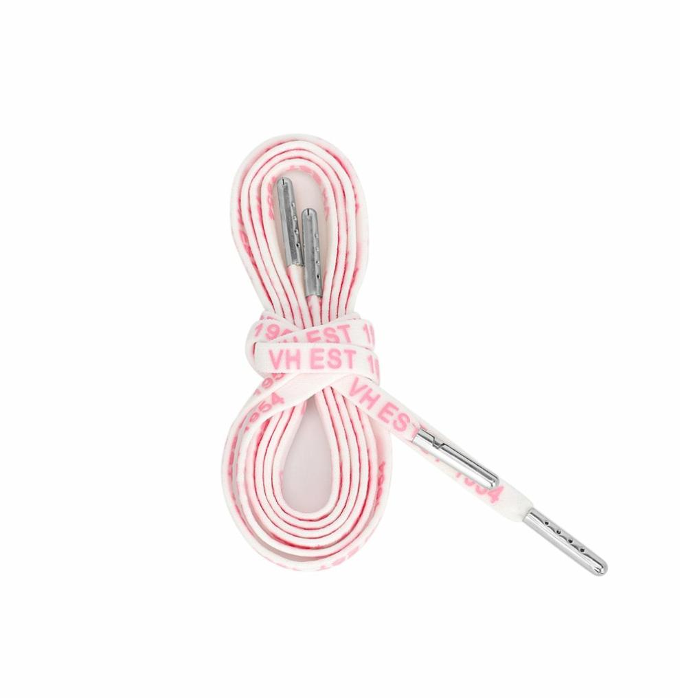 Vintage Havana Shoe Laces | Women WHITE PINK SILVER TIP LACES