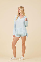 Vintage Havana Shorts | Women Soft Blue W/ Mixed Stripes Textured Short Soft Blue