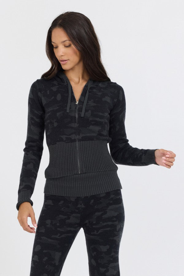 Vintage Havana Sweaters | Women Autumn Camo Slim Fit Knit Zip Up Autumn Camo