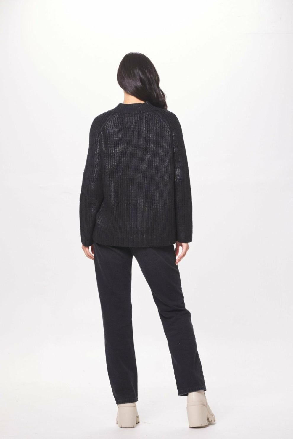 Vintage Havana Sweaters | Women Black Coated Quarter Zip Sweater Black