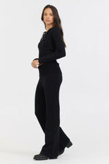 Vintage Havana Sweaters | Women Black Slim Fit Knit Zip Up Black
