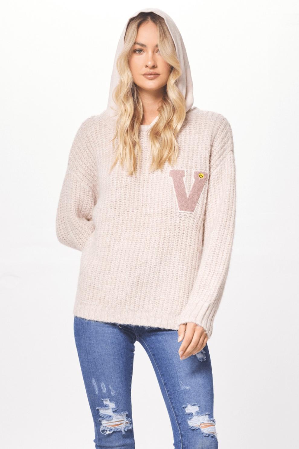 Vintage Havana Sweaters | Women Cannoli Cream Sweater W/ Fleece Hood Cream