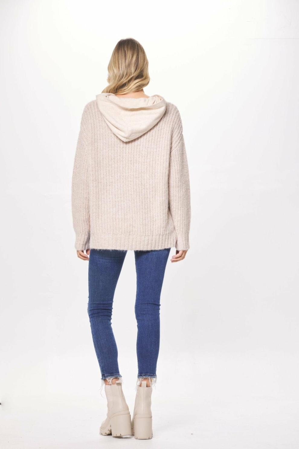 Vintage Havana Sweaters | Women Cannoli Cream Sweater W/ Fleece Hood Cream