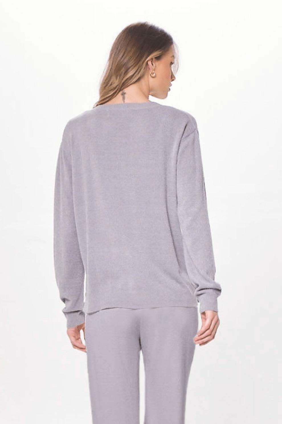 Vintage Havana Sweaters | Women Cool Grey Plush Knit Crewneck Cool Grey