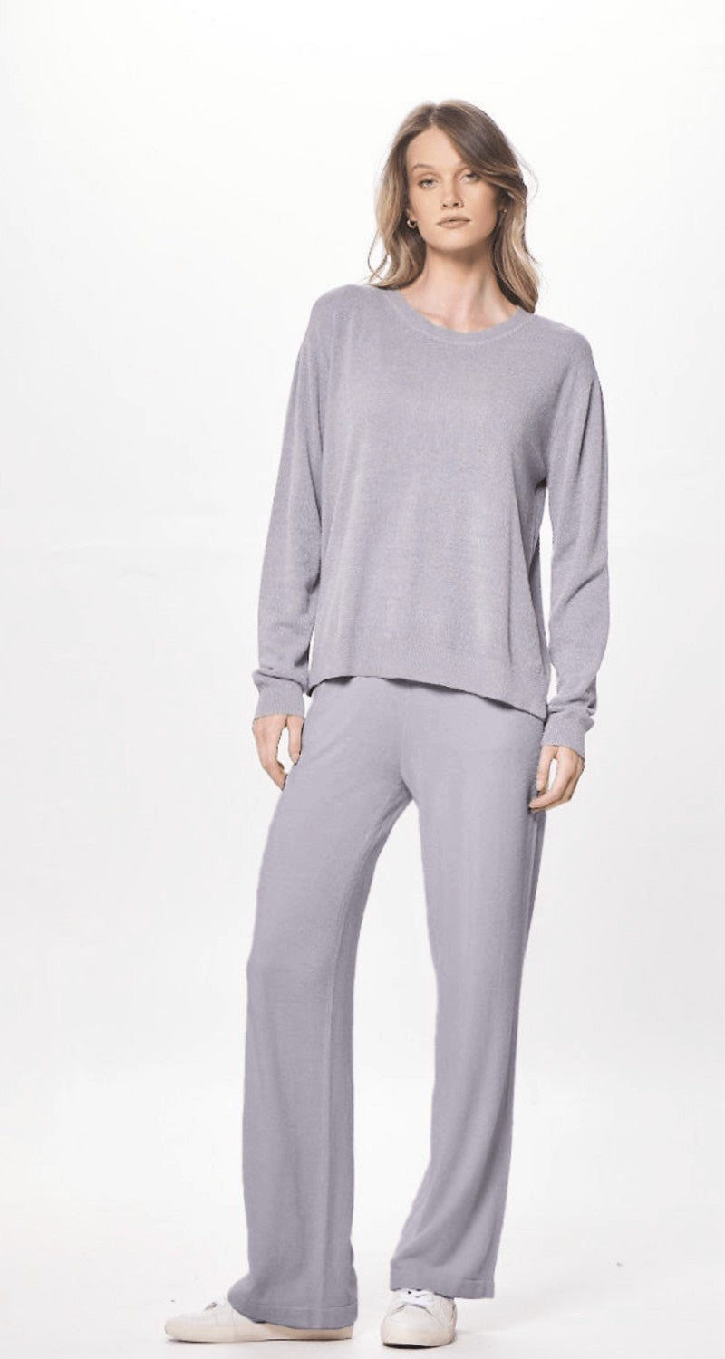 Vintage Havana Sweaters | Women Cool Grey Plush Knit Crewneck Cool Grey