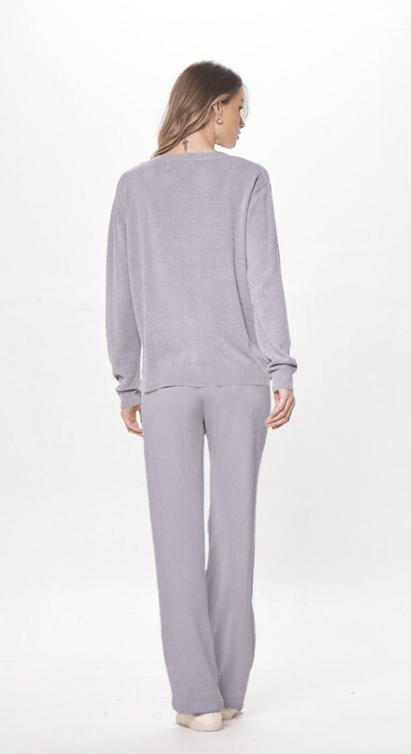 Vintage Havana Sweaters | Women Cool Grey Plush Knit Crewneck Cool Grey