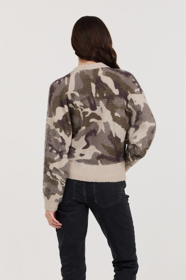 Vintage Havana Sweaters | Women Forest Fog Camo Zip Up Sweater Forest Fog Camp