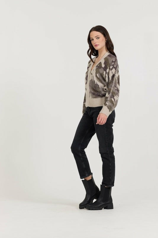 Vintage Havana Sweaters | Women Forest Fog Camo Zip Up Sweater Forest Fog Camp