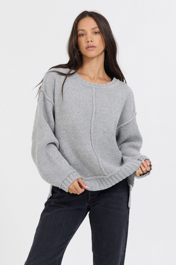 Vintage Havana Sweaters | Women Heather Grey W/ Ivory Jacquard Knit Skull Sweater Heather Grey
