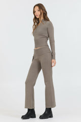 Vintage Havana Sweaters | Women Olive Grey Slim Fit Knit Quarter Zip Olive Grey