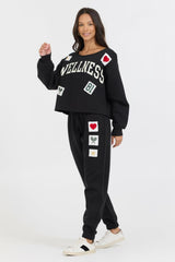Vintage Havana Sweatshirts | Women Black Novelty Patch G/D Off Shoulder Black