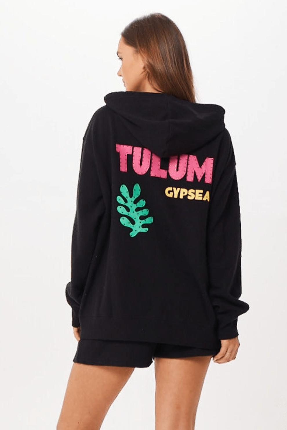 Vintage Havana Sweatshirts | Women Black Tulum Jet Setter Surf Wash Zip Up Black