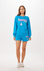 Vintage Havana Sweatshirts | Women Bright Blue St. Tropez Jet Setter Surf Wash Crewneck Bright Blue