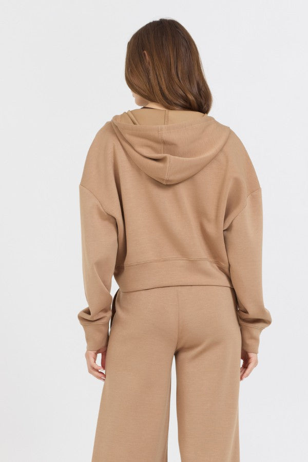Vintage Havana Sweatshirts | Women Caramel Cloud Fleece Crop Zip Up Caramel