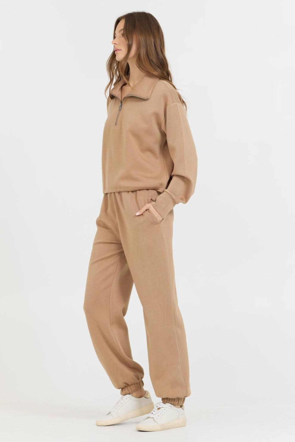 Vintage Havana Sweatshirts | Women Caramel Cloud Fleece Quarter Zip Caramel