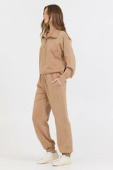 Vintage Havana Sweatshirts | Women Caramel Cloud Fleece Quarter Zip Caramel