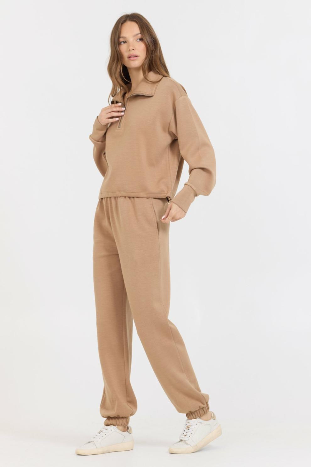 Vintage Havana Sweatshirts | Women Caramel Cloud Fleece Quarter Zip Caramel