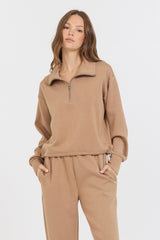 Vintage Havana Sweatshirts | Women Caramel Cloud Fleece Quarter Zip Caramel