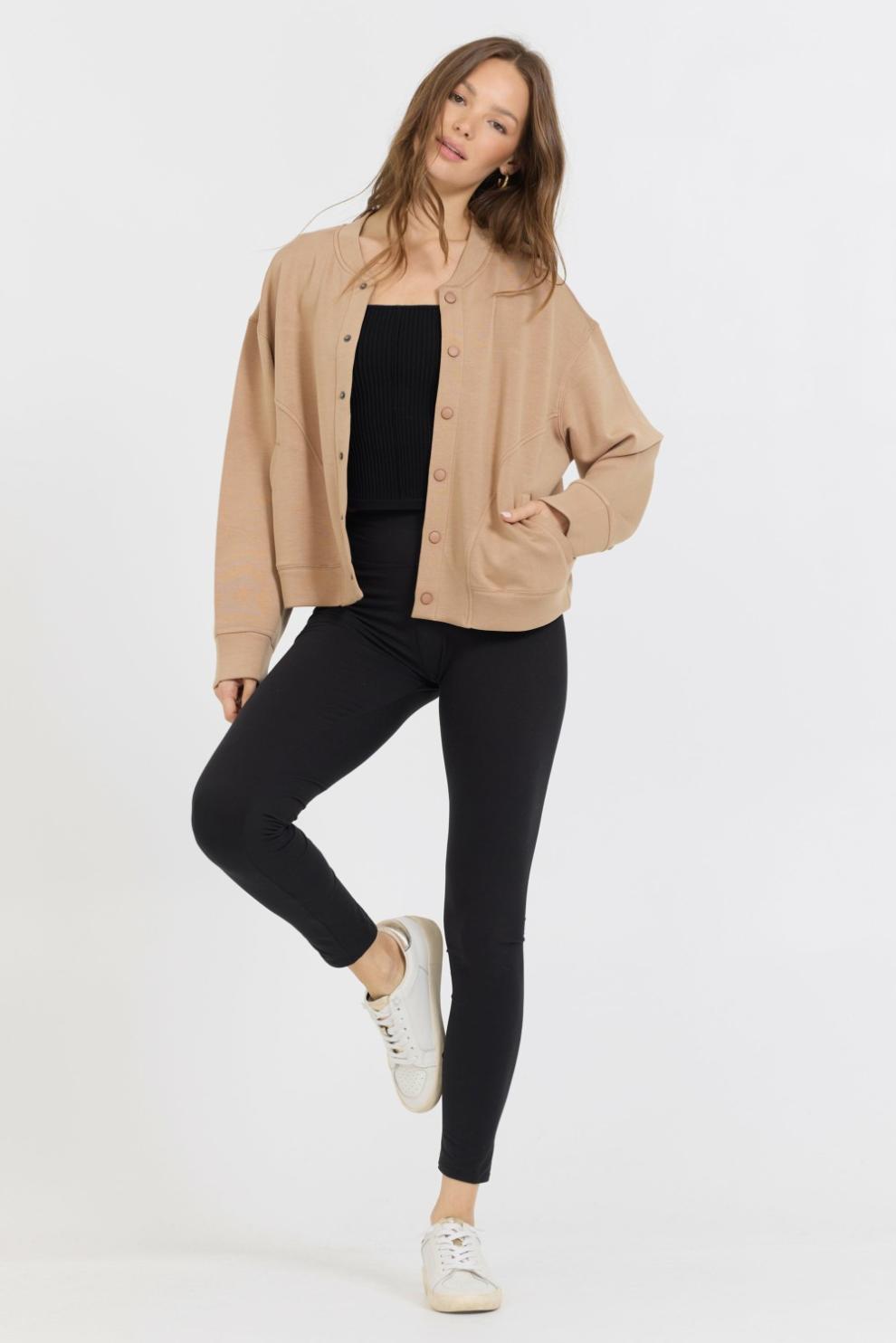 Vintage Havana Sweatshirts | Women Caramel Heavy Cloud Fleece Bomber Jacket Caramel