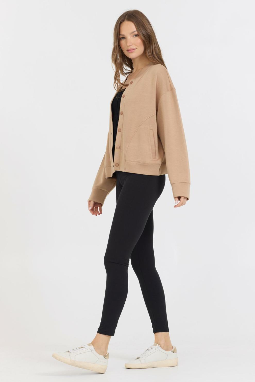 Vintage Havana Sweatshirts | Women Caramel Heavy Cloud Fleece Bomber Jacket Caramel