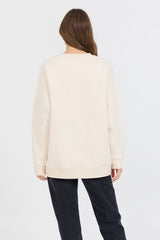 Vintage Havana Sweatshirts | Women Cream W/ Royal Blue Garment Dye Fleece Crew W/ Glitter Print Cream