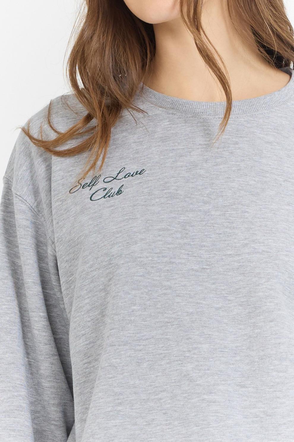 Vintage Havana Sweatshirts | Women Heather Grey Essential Fleece Crew W/ Self Love Club Crewneck Heather Grey