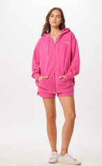 Vintage Havana Sweatshirts | Women Hot Pink Palm Beach Jet Setter Surf Wash Zip Up Hot Pink