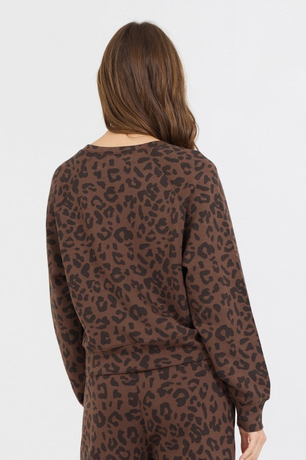 Vintage Havana Sweatshirts | Women Leopard Printed Cloud Fleece Crewneck Leopard