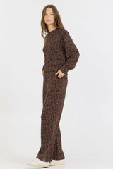 Vintage Havana Sweatshirts | Women Leopard Printed Cloud Fleece Crewneck Leopard
