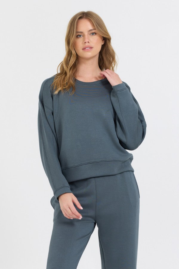 Vintage Havana Sweatshirts | Women Mountain Grey Cloud Fleece Crewneck Grey