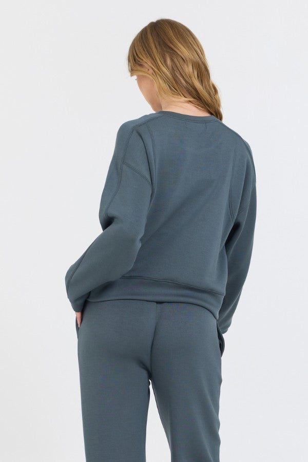 Vintage Havana Sweatshirts | Women Mountain Grey Cloud Fleece Crewneck Grey