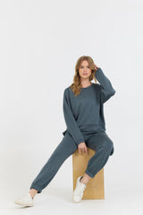 Vintage Havana Sweatshirts | Women Mountain Grey Cloud Fleece Crewneck Grey