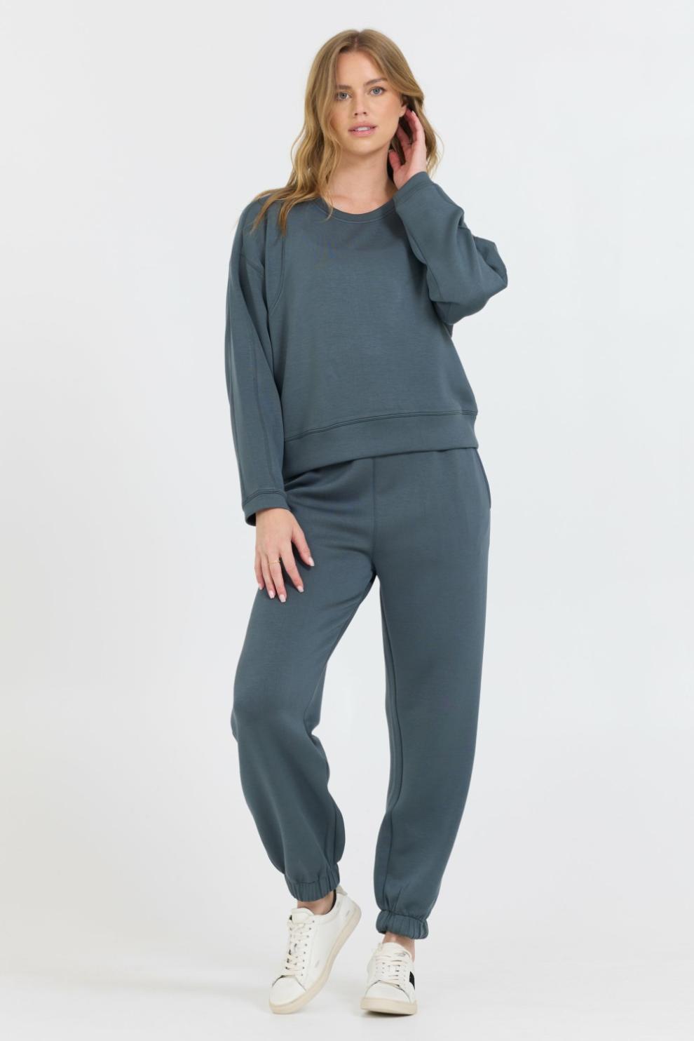 Vintage Havana Sweatshirts | Women Mountain Grey Cloud Fleece Crewneck Grey