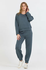 Vintage Havana Sweatshirts | Women Mountain Grey Cloud Fleece Crewneck Grey
