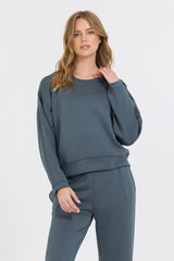 Vintage Havana Sweatshirts | Women Mountain Grey Cloud Fleece Crewneck Grey