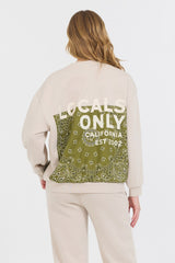Vintage Havana Sweatshirts | Women Neutral Taupe/ Olive/ Tan Bandana Patch Crewneck Taupe